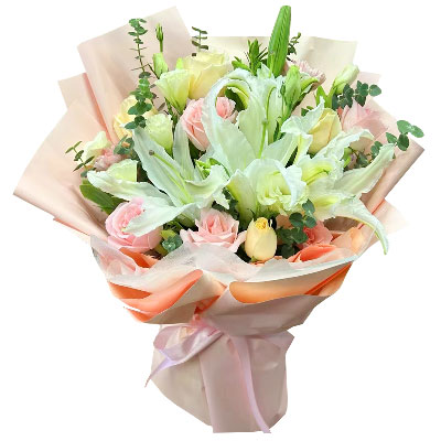 昆明10朵玫瑰百合混搭，爱是难忘时刻